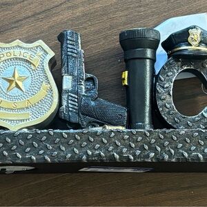 Police Themed Decorative Shelf with Badge and Accessories
